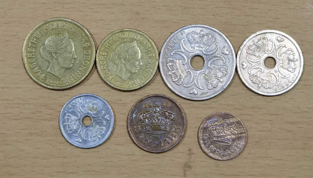 北京马甸外国钱币专卖微拍第三十期，非贵金属纪念币，流通币专场，陆续上新，欢迎关注 丹麦流通币7枚/套，品相如图