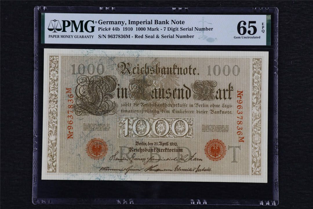 亘邦收藏第39期 1910年 德国 1000马克 PMG 65EPQ 9637836