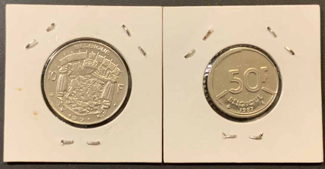 紫瑗钱币—微拍第121期  比利时 欧元之前货币 10 50法郎 2枚一组