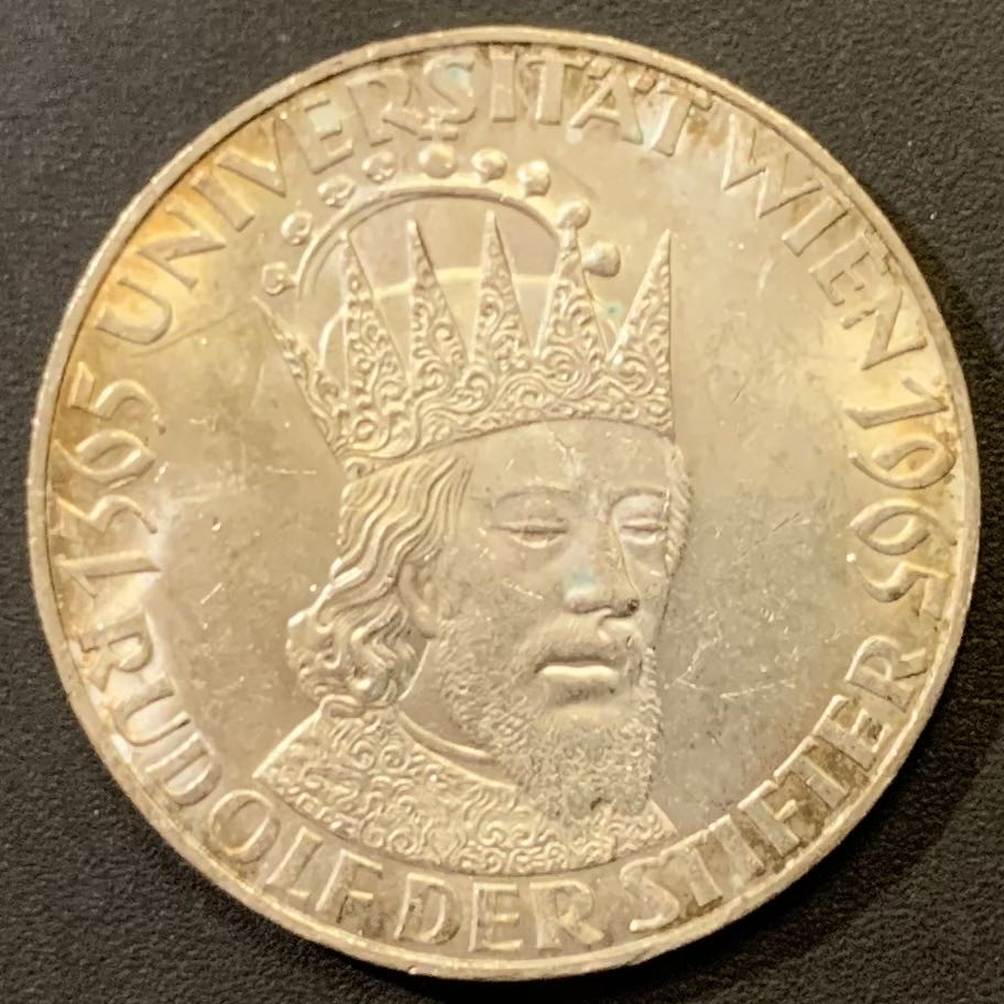 紫瑗钱币—微拍第121期  奥地利 1965年 维也纳大学600周年 50先令 20克  0.9银 UNC