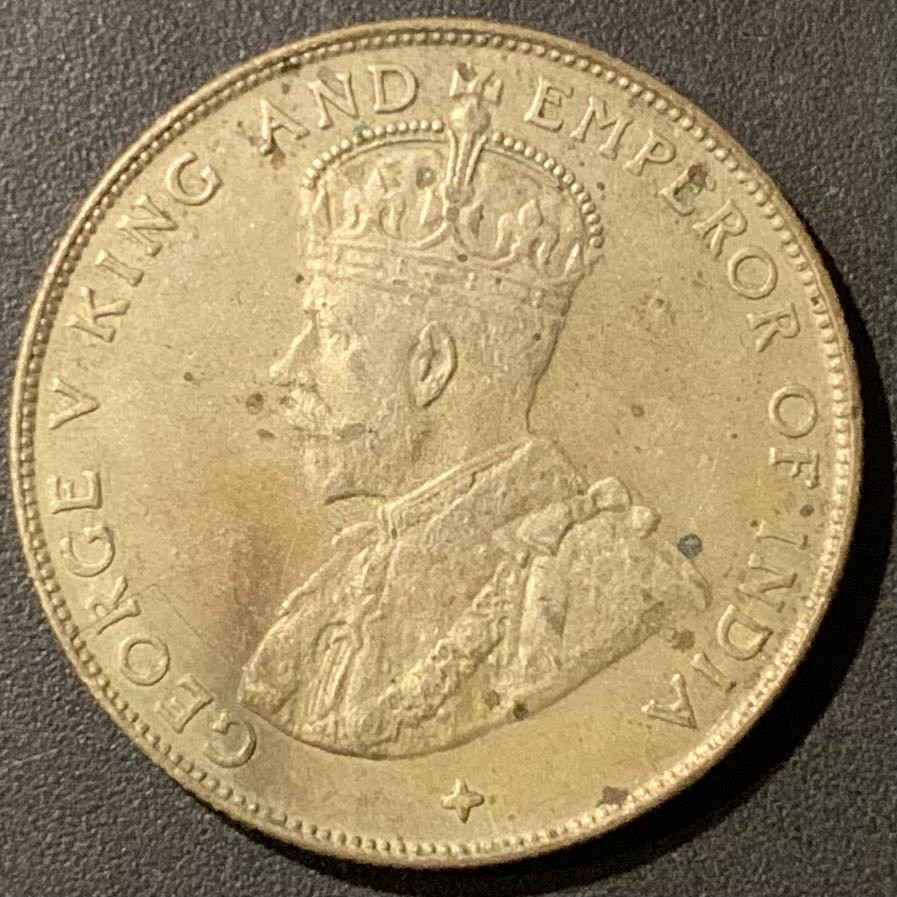 紫瑗钱币—微拍第121期  海峡殖民地 1921年 乔治五世 50分 8.42克 0.5银 UNC