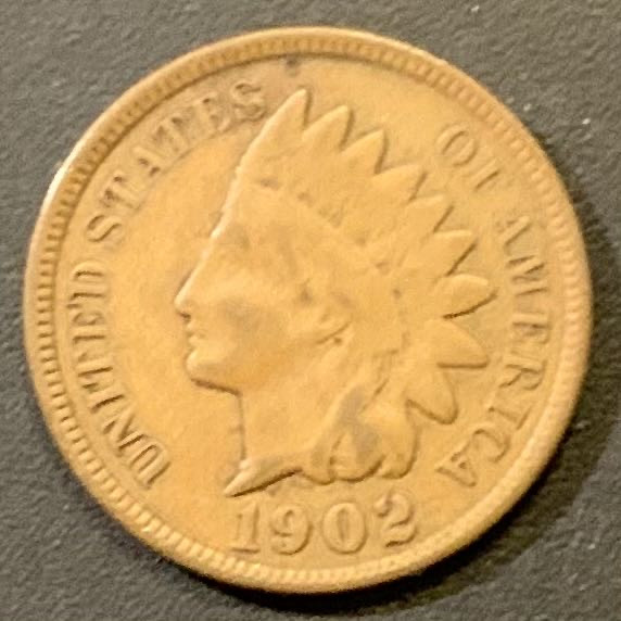 紫瑗钱币—微拍第121期  美国 1902年 印度安人 1美分 流通品