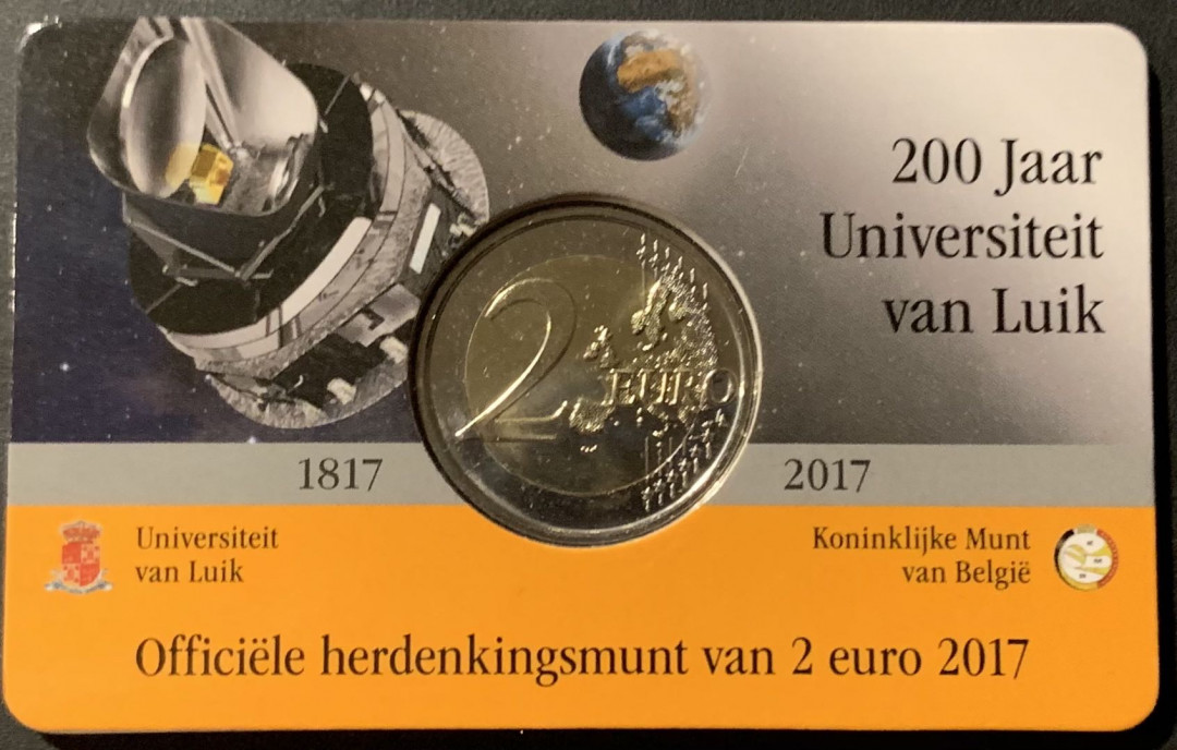 紫瑗钱币—微拍第121期  比利时 2017年 列日大学成立200周年 2欧元 纪念币 官方卡装 