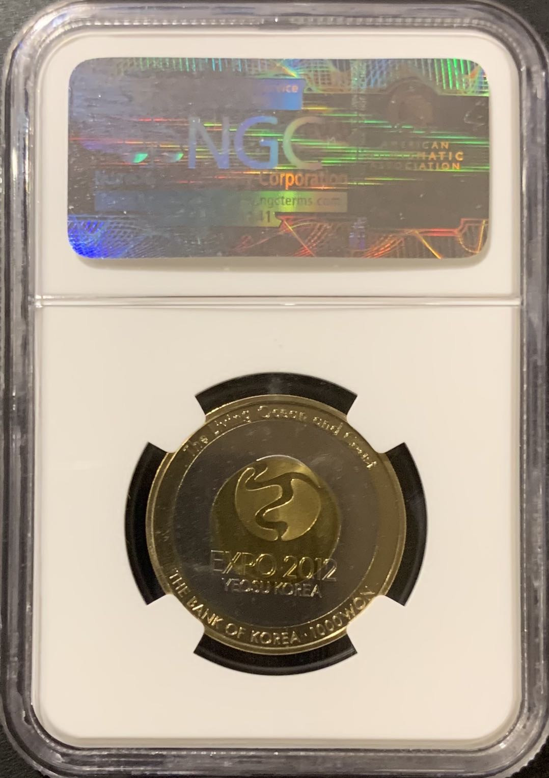 紫瑗钱币—微拍第121期  韩国 2012年 丽水世博会 1000韩元 双色币 NGC MS66