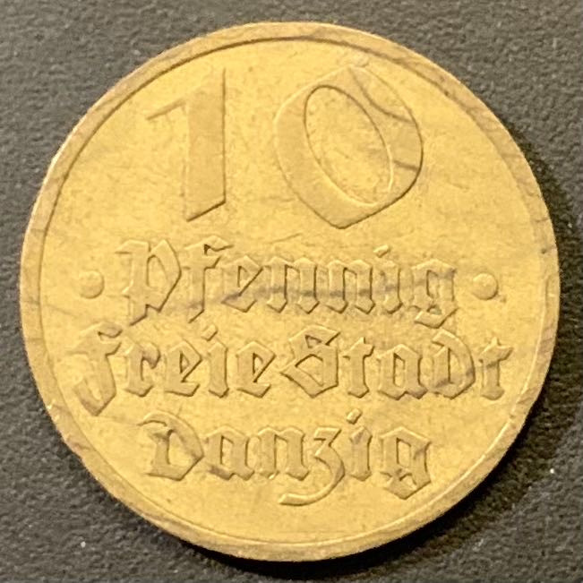 紫瑗钱币—微拍第121期  但泽自由市 1932年 鳕鱼 10芬妮 黄铜