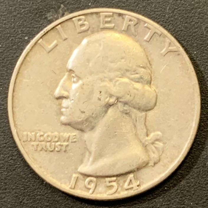 紫瑗钱币—微拍第127期  美国 1954年 华盛顿 25美分 6.25克 0.9银