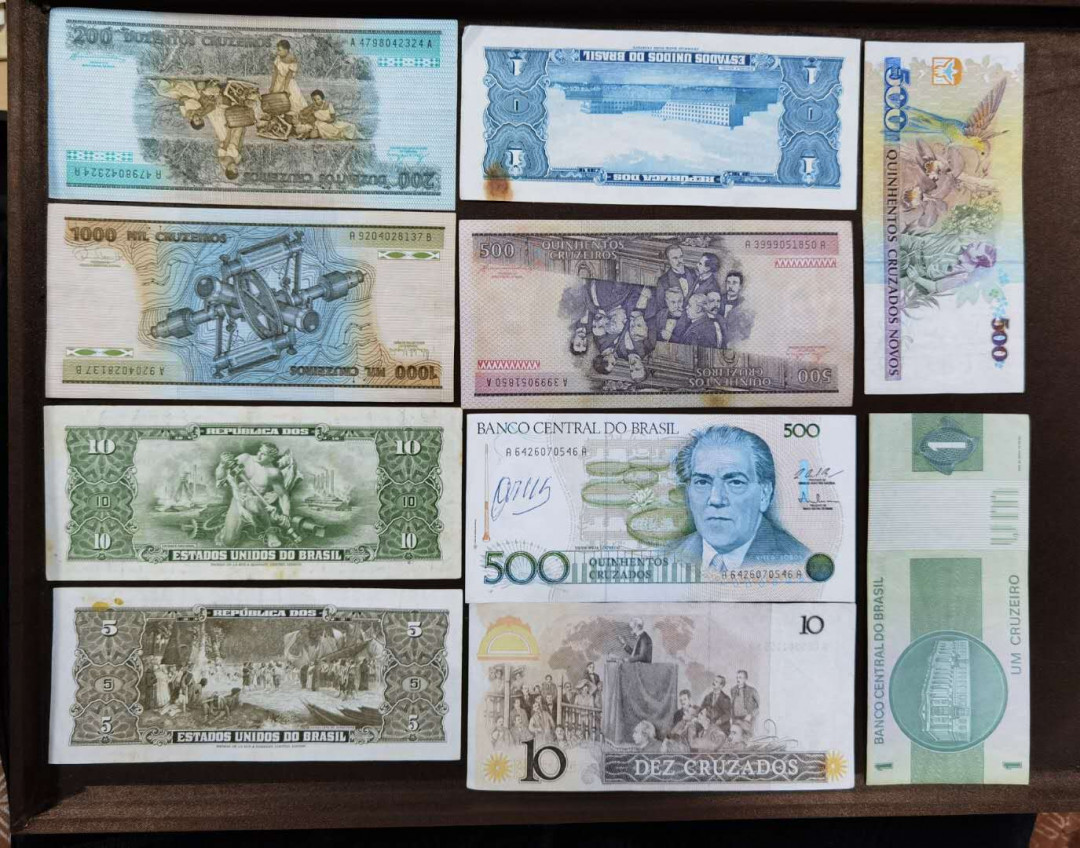 北京马甸外币专卖微拍第三十一期，纸币专场，陆续上新，欢迎光临 巴西纸币10张不同，品相如图，非全新，七至九品左右