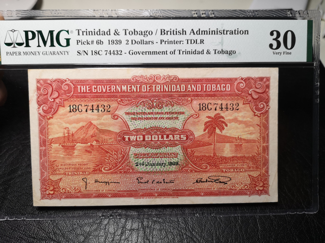 《外钞收藏家》第九十二期 精品拍卖  特立尼达和多巴哥 1939年2刀 pmg30