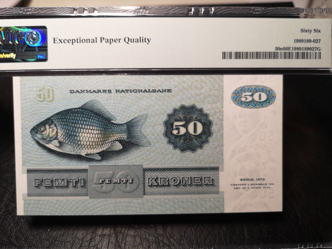 《外钞收藏家》第九十二期 精品拍卖 1997年丹麦动物版 50克朗 pmg66