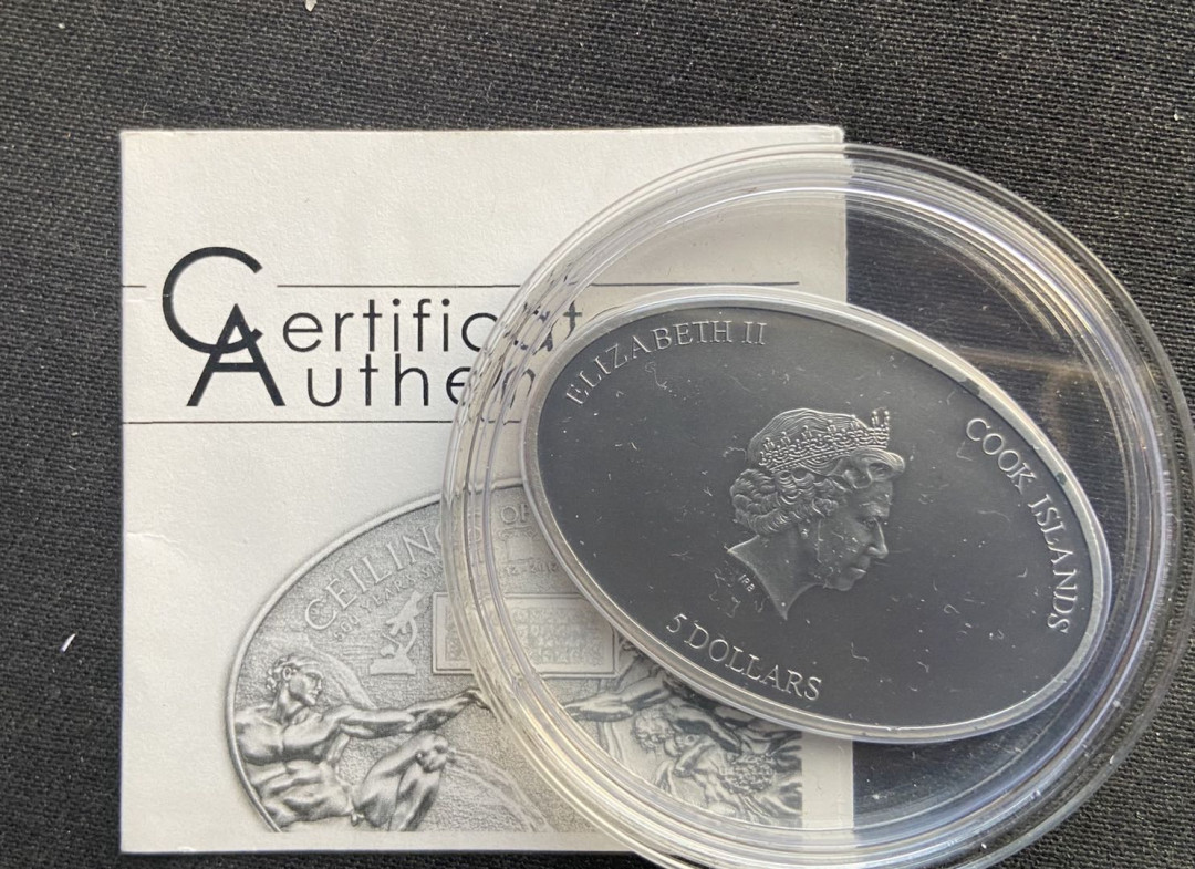 【币观天下】第130场钱币拍卖～ 库克2012壁画纳米芯片镶嵌仿古银币