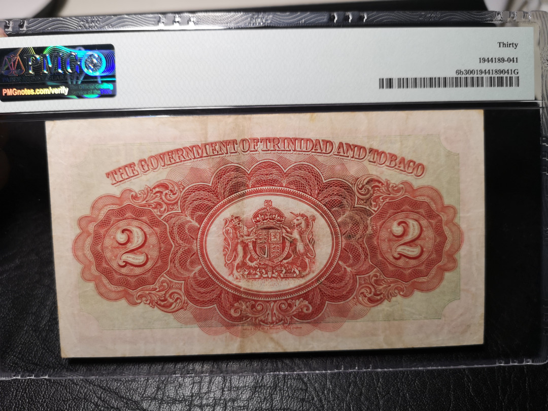 《外钞收藏家》第九十二期 精品拍卖  特立尼达和多巴哥 1939年2刀 pmg30