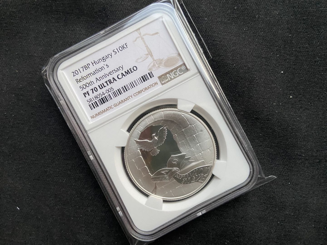 【币观天下】第130场钱币拍卖～ 【匈牙利】2017年 匈牙利 宗教改革500周年 鸽子 纪念银币 10元