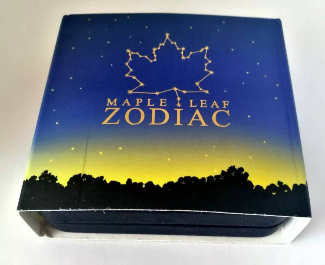 【币观天下】第130场钱币拍卖～    加拿大2019年5元，1盎司，枫叶星座系列--四大王座之- 孩子王“白羊座”，全方位镀24K金UV彩色万足银艺术银币 材质：9999银，24K金