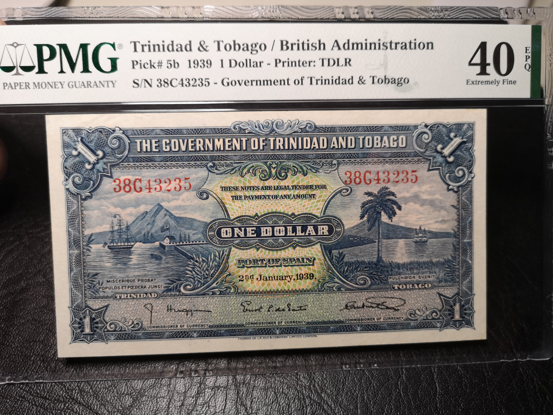 《外钞收藏家》第九十二期 精品拍卖 特立尼达和多巴哥1939年1刀 pmg40e