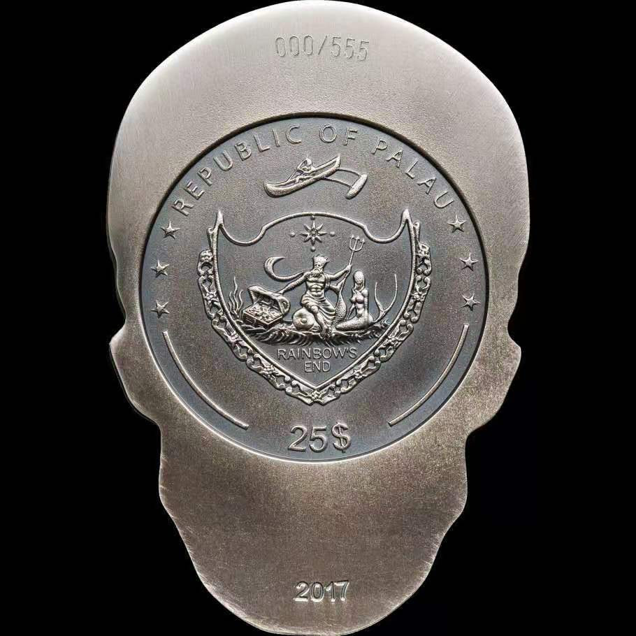 【币观天下】第130场钱币拍卖～ 帕劳2017年骷髅一号仿真另类500克大银币 