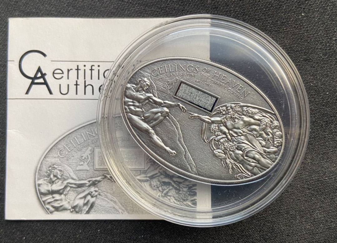 【币观天下】第130场钱币拍卖～ 库克2012壁画纳米芯片镶嵌仿古银币