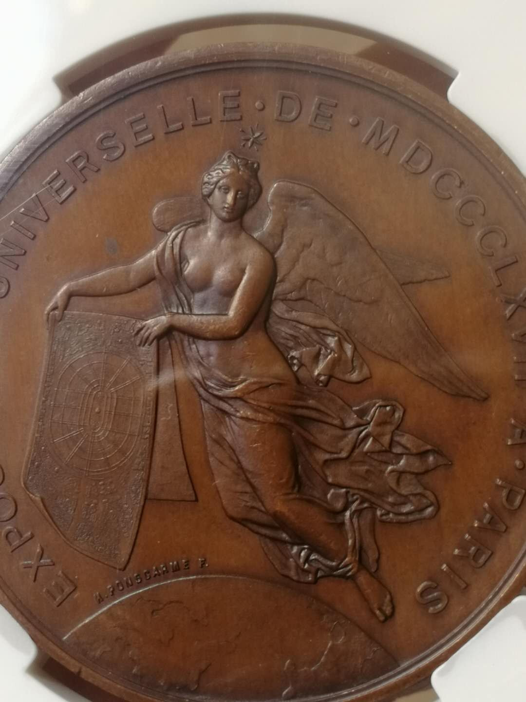 【鲸贝乐淘·外币】千字文·第“世禄侈富，车驾肥轻”号拍卖 【铜章】稀少 1900年巴黎世博会古典铜章 北京众诚评级