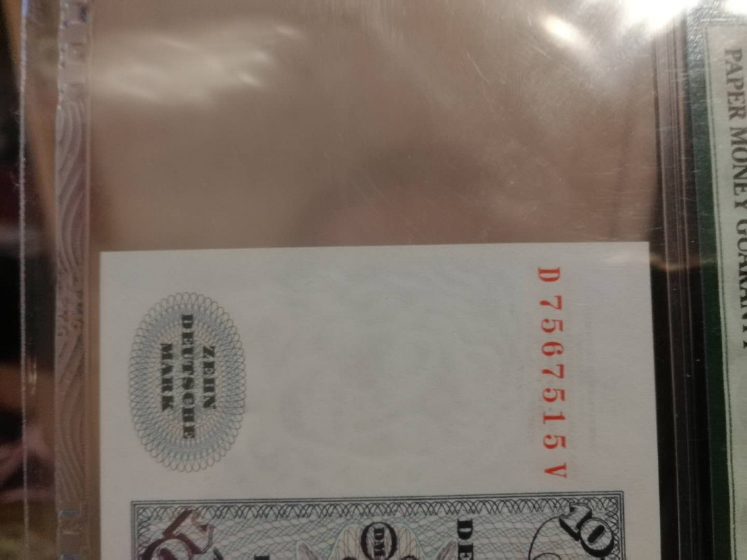 【鲸贝乐淘·外币】千字文·第“世禄侈富，车驾肥轻”号拍卖 【德国🇩🇪 】初版 德国1960年10马克 绝品，PMG64E 