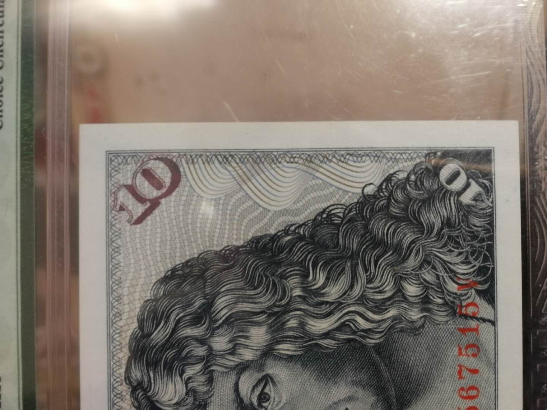 【鲸贝乐淘·外币】千字文·第“世禄侈富，车驾肥轻”号拍卖 【德国🇩🇪 】初版 德国1960年10马克 绝品，PMG64E 