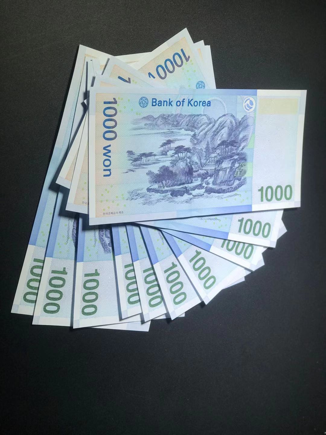 【YSculture】世界纸币 精选拍卖.第11期--亚洲钱币 全新unc  韩国 1000韩元 10连号 一套 10张