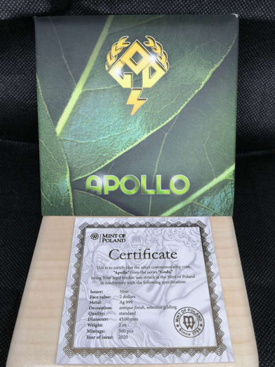 【随心拍&Getcoins】钱币拍卖第七十七期～ 纽埃2020年众神系列4阿波罗2盎司高浮雕仿古银币