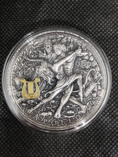 【随心拍&Getcoins】钱币拍卖第七十七期～ 纽埃2020年众神系列4阿波罗2盎司高浮雕仿古银币
