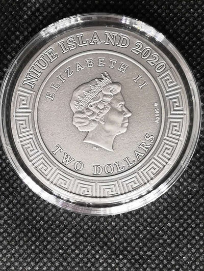 【随心拍&Getcoins】钱币拍卖第七十七期～ 纽埃2020年众神系列4阿波罗2盎司高浮雕仿古银币