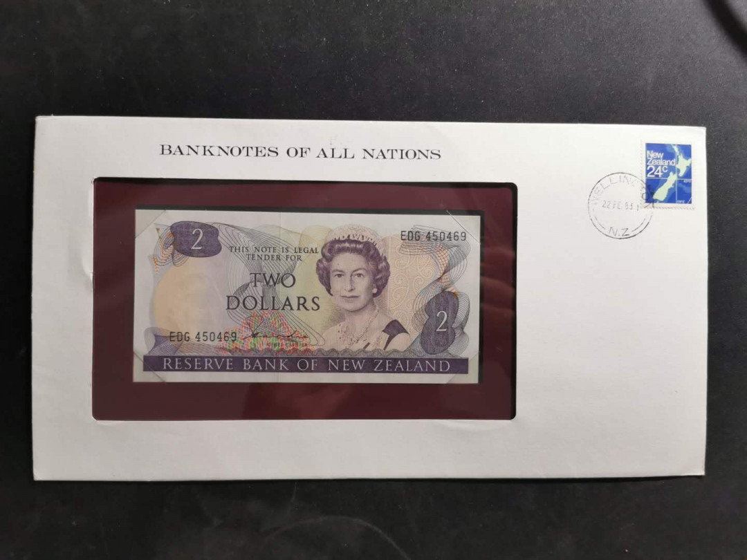 【鲸贝乐淘】千字文·第“策功茂实，勒碑刻铭”号拍卖 【新西兰🇳🇿 】2元，信封版，全新全品UNC 