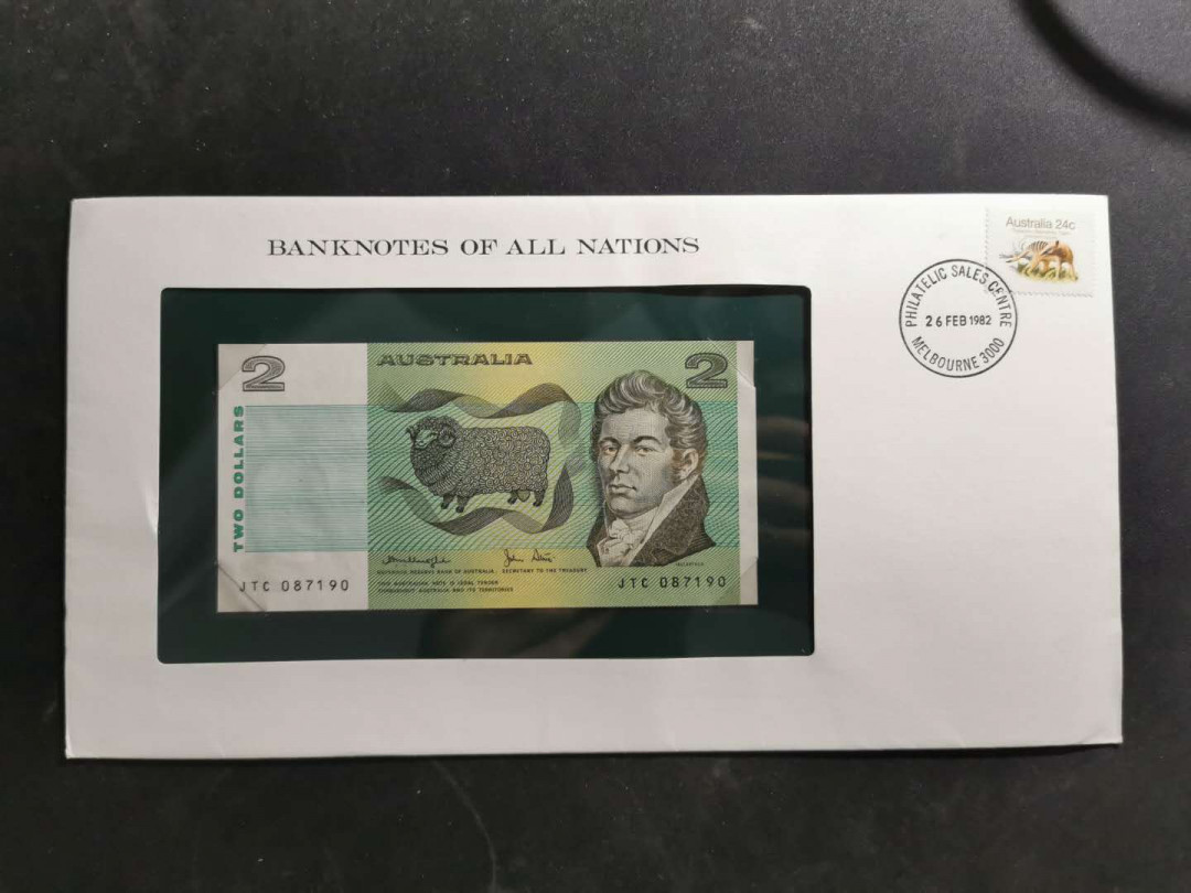 【鲸贝乐淘】千字文·第“策功茂实，勒碑刻铭”号拍卖 【澳大利亚🇦🇺 】2元1985年，信封版，全新全品UNC 