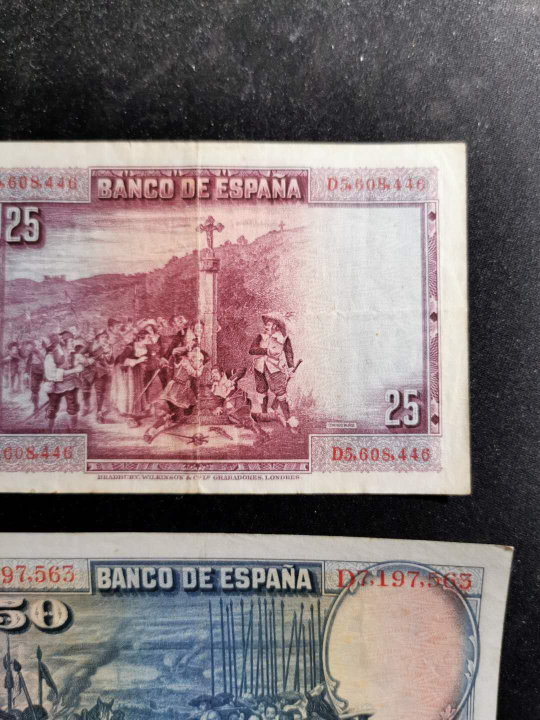 【鲸贝乐淘】千字文·第“策功茂实，勒碑刻铭”号拍卖 【西班牙🇪🇸 】25.50.100，老钞，油画版，流通品相如图