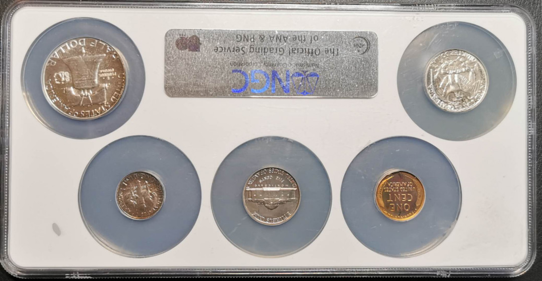 凡希社世界钱币微拍第一百四十二期 1957美国精铸五枚NGC高分