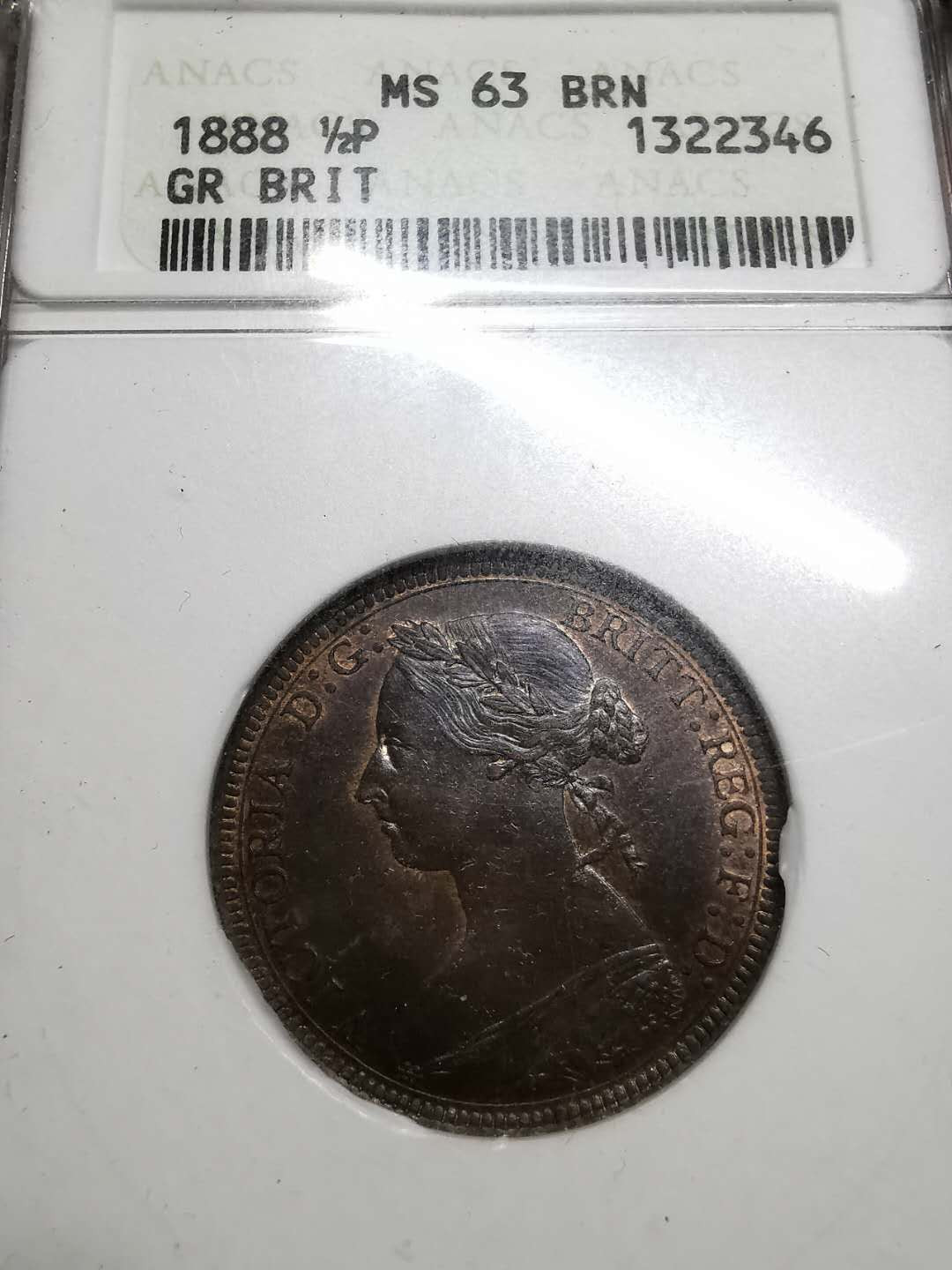 凡希社世界钱币微拍第一百四十二期 1888英国小维1/2便士ANACS-MS63