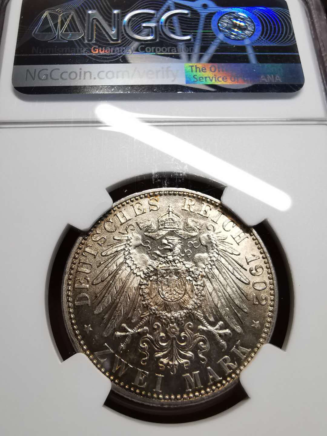 凡希社世界钱币微拍第一百四十二期 德国巴登2马克一对NGC-MS66顶级品！