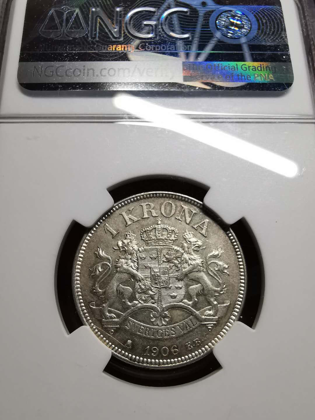 凡希社世界钱币微拍第一百四十二期 1906瑞典克朗NGC-MS61