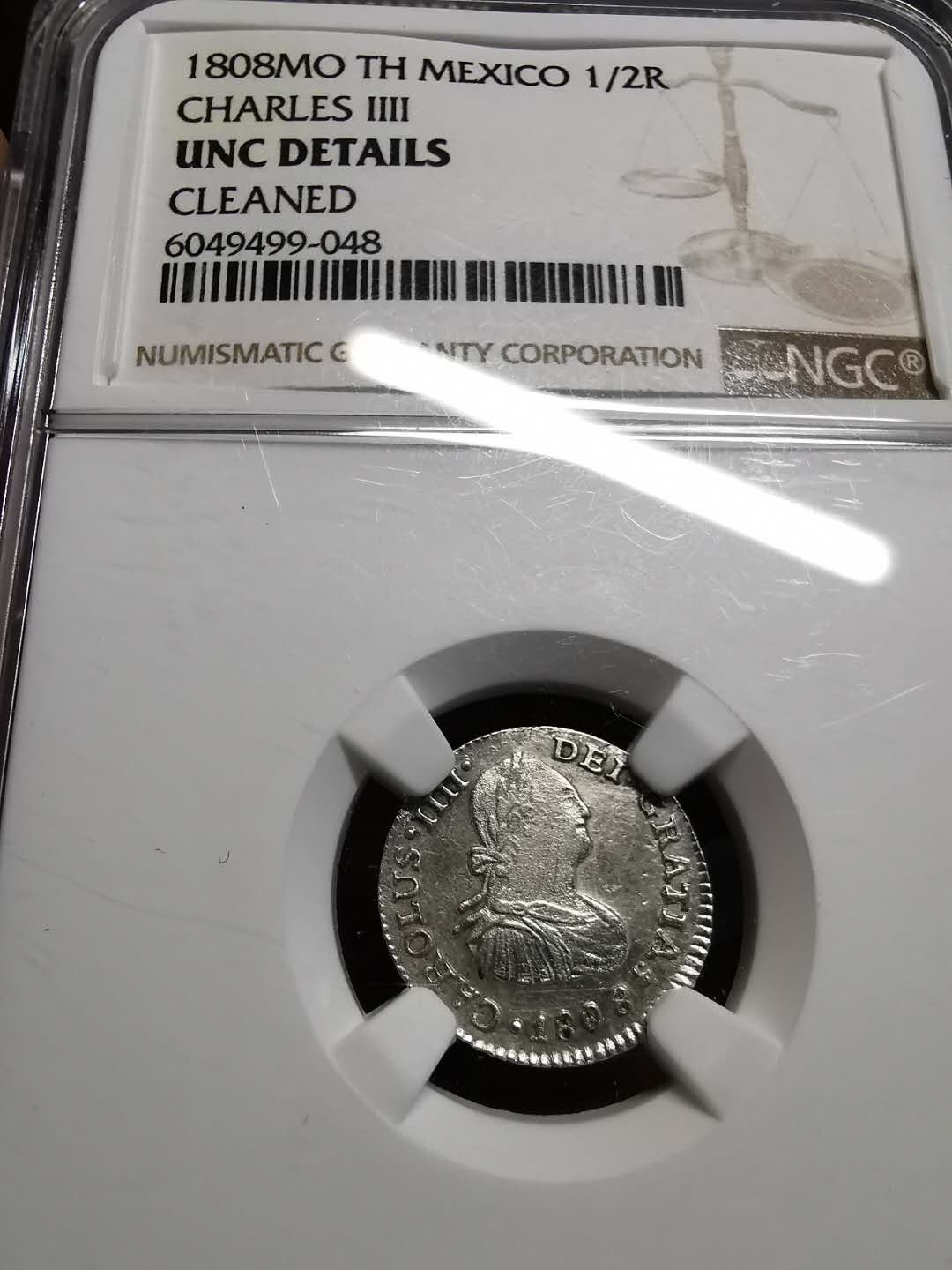 凡希社世界钱币微拍第一百四十二期 1808墨西哥卡四1/2R小双柱NGC-UNCD