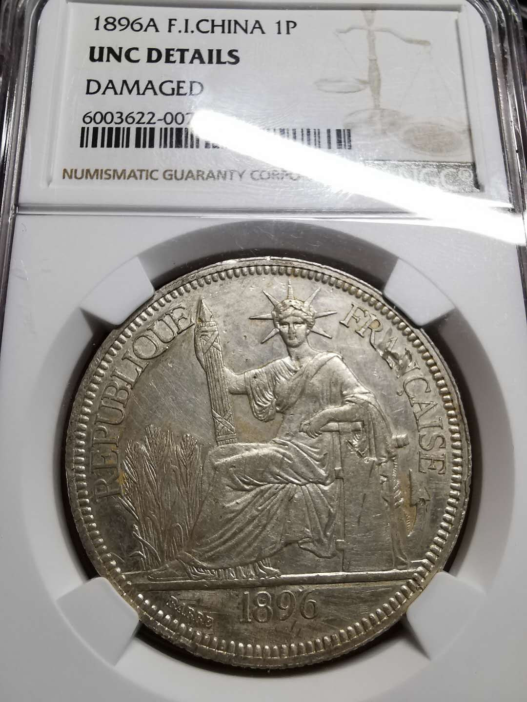 凡希社世界钱币微拍第一百四十二期 1896法属印度支那皮亚斯特NGC-UNCD