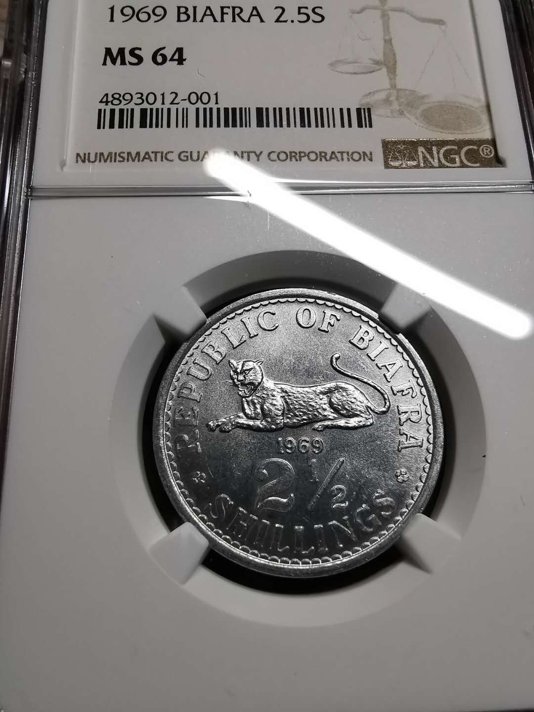 凡希社世界钱币微拍第一百四十二期 1969比夫拉2.5先令NGC-MS64