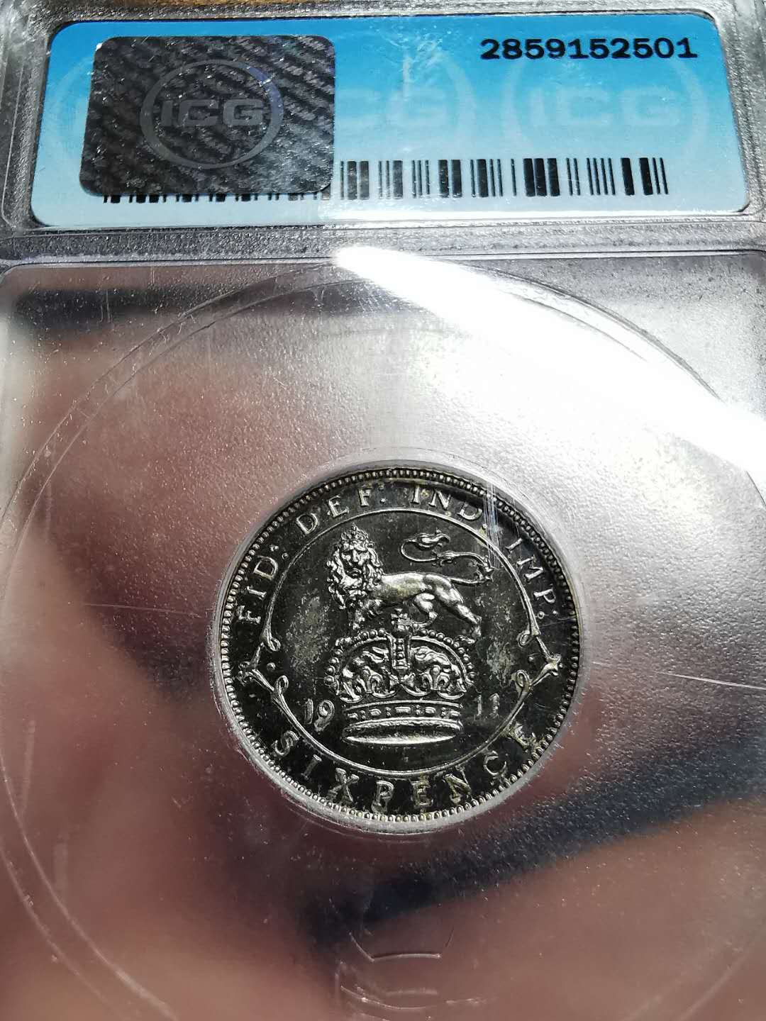 凡希社世界钱币微拍第一百四十二期 1911英国乔五6便士精铸ICG-PF65深色包浆顶级品！