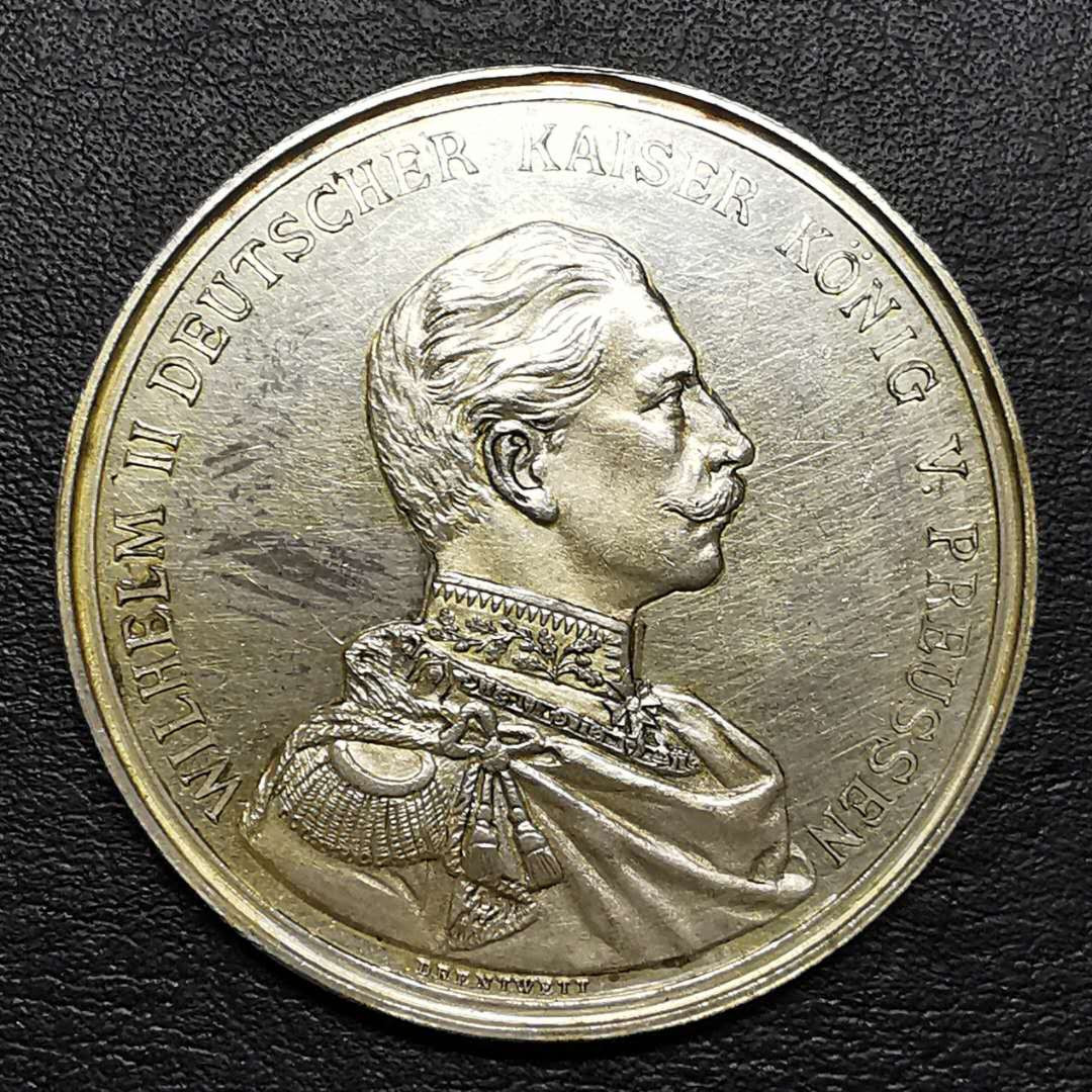 凡希社世界钱币微拍第一百四十二期 1891威廉二世射击节帝国议会景观银章 38mm 20g