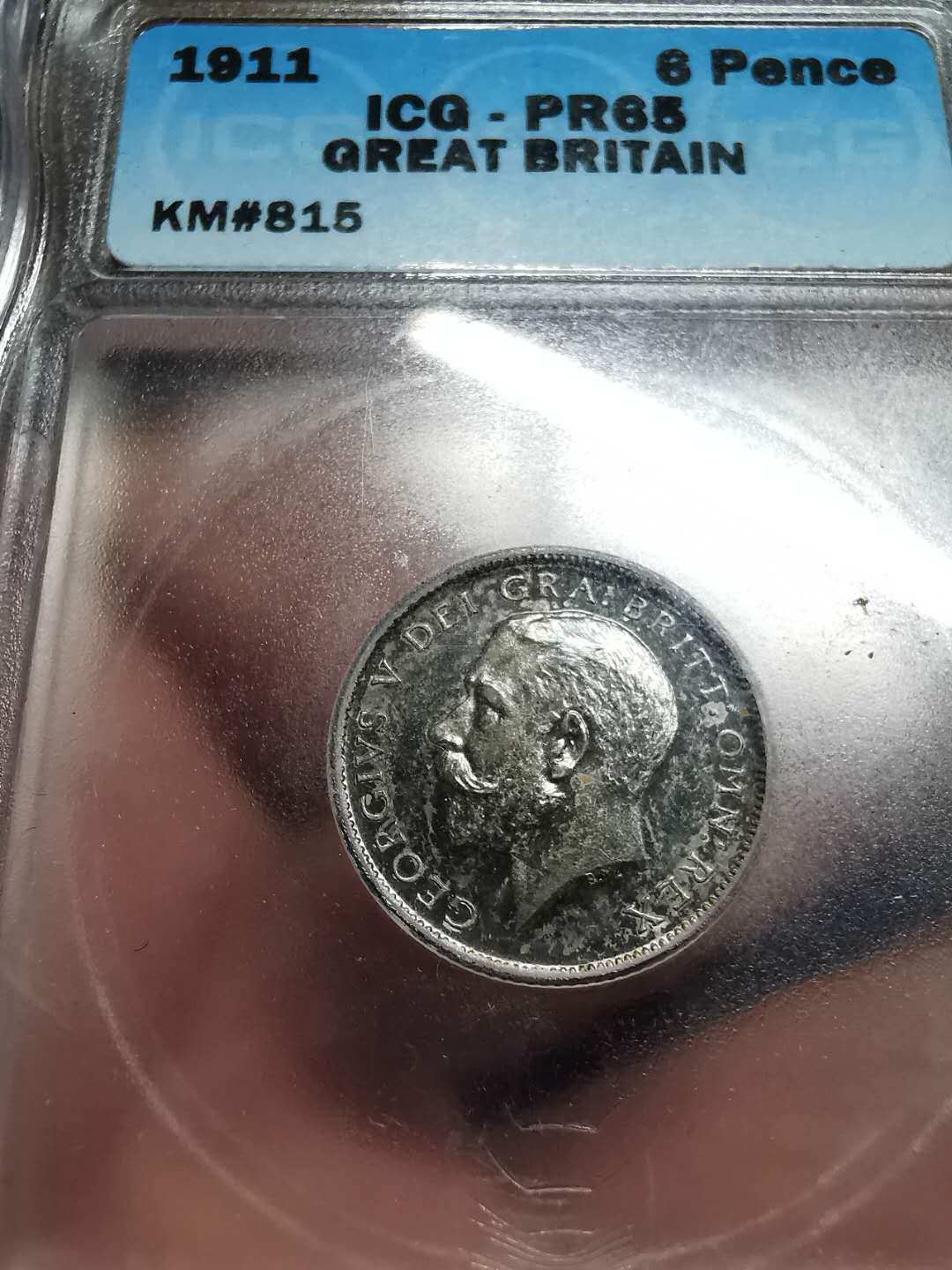 凡希社世界钱币微拍第一百四十二期 1911英国乔五6便士精铸ICG-PF65深色包浆顶级品！