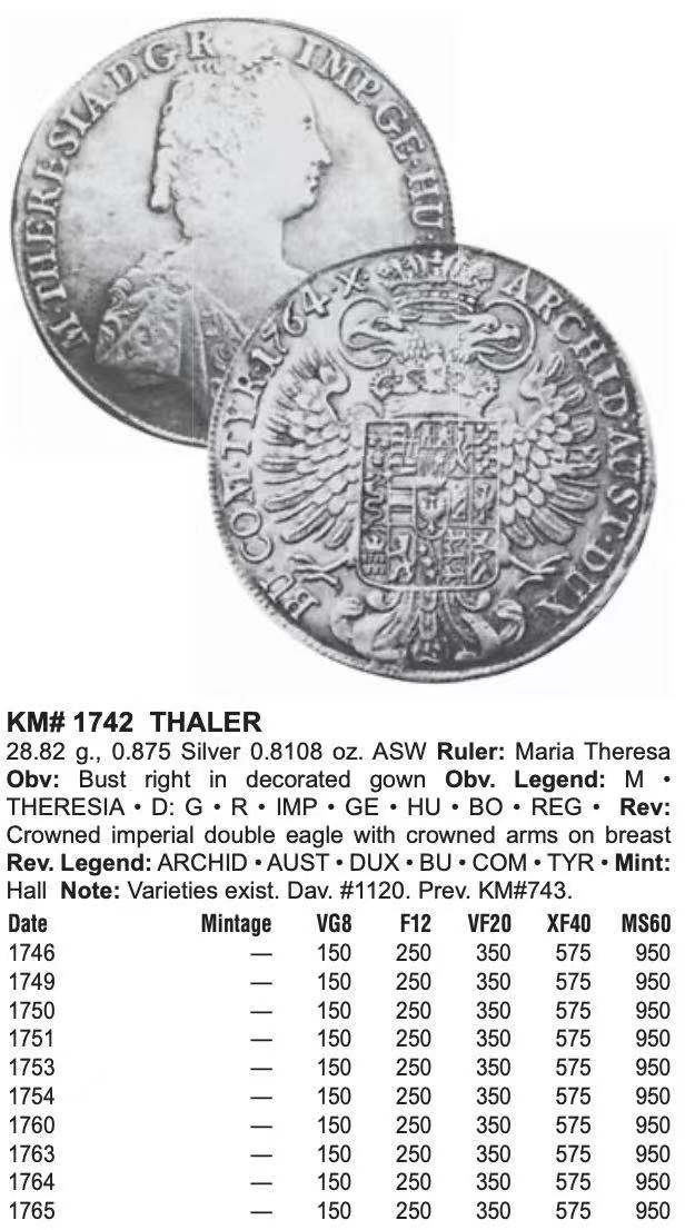 凡希社世界钱币微拍第一百四十二期 1753奥地利玛利亚特蕾莎泰勒PCGS-VFD稀少版本！