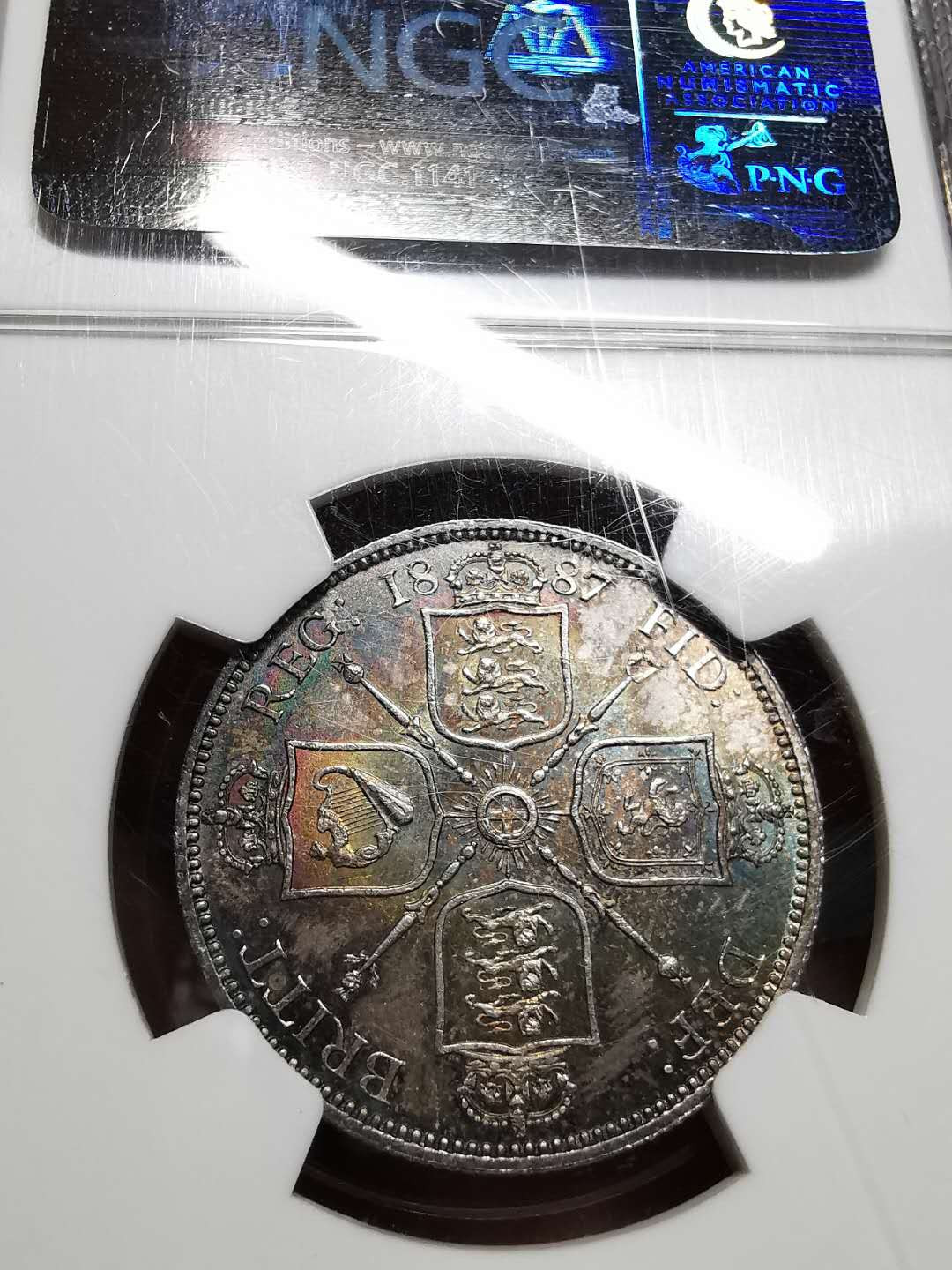 凡希社世界钱币微拍第一百四十二期 1887英国老维佛罗林NGC-MS63紫金五彩！