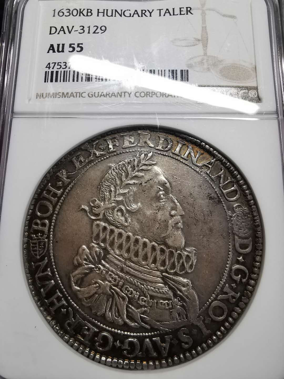 凡希社世界钱币微拍第一百四十二期 1630匈牙利费迪南德二世泰勒大银NGC-AU53