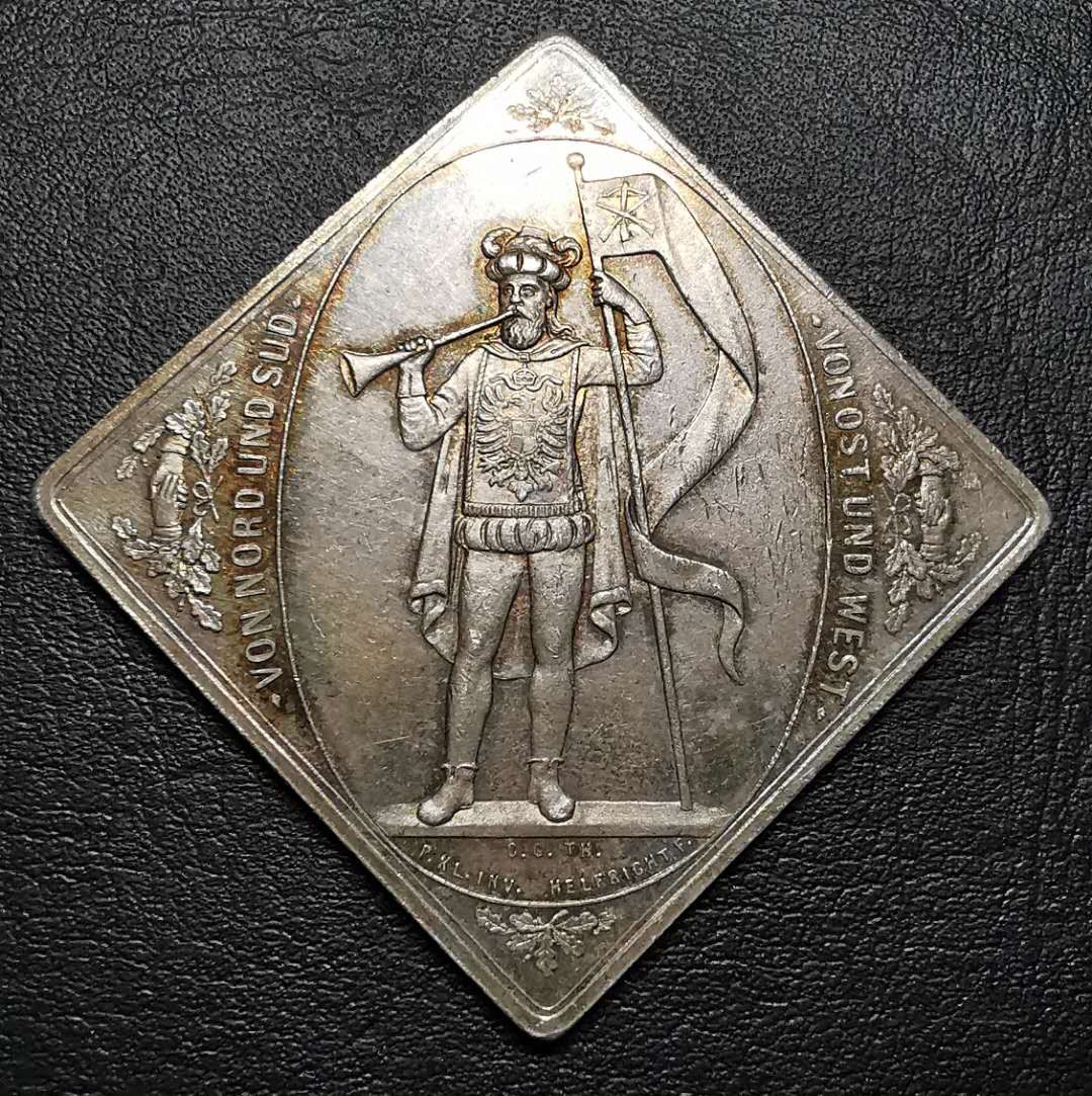 凡希社世界钱币微拍第一百四十二期 1884莱比锡射击节菱形银章 37mm 28g