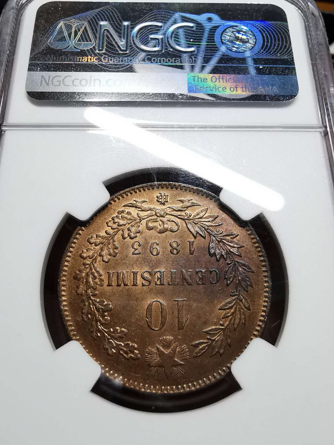凡希社世界钱币微拍第一百四十二期 1893意大利10分大铜NGC-MS63