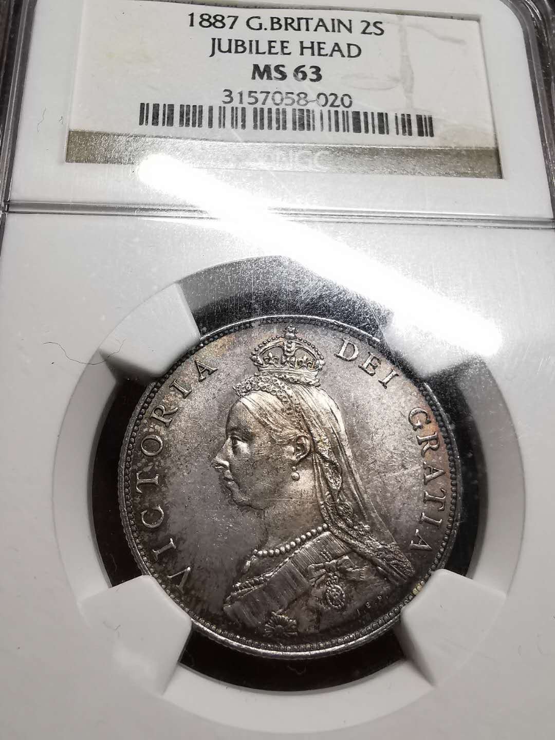 凡希社世界钱币微拍第一百四十二期 1887英国老维佛罗林NGC-MS63紫金五彩！