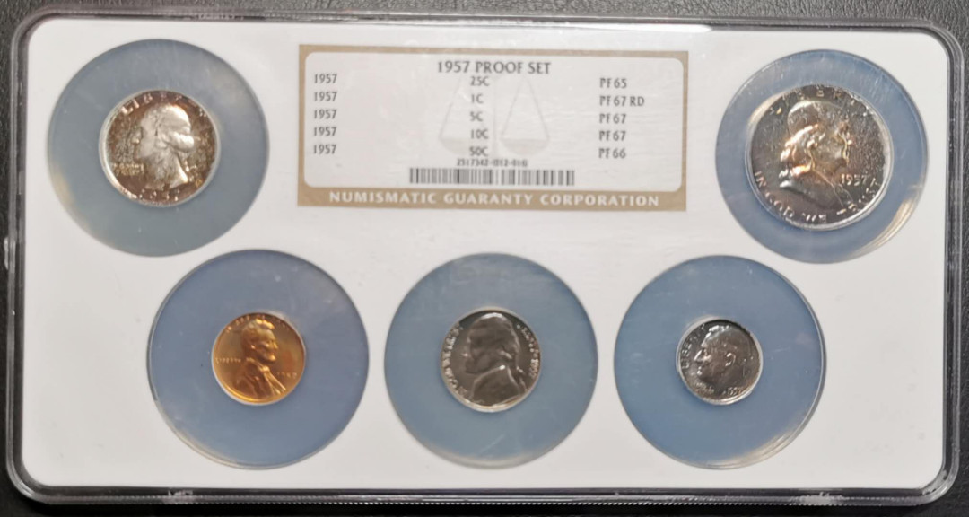 凡希社世界钱币微拍第一百四十二期 1957美国精铸五枚NGC高分