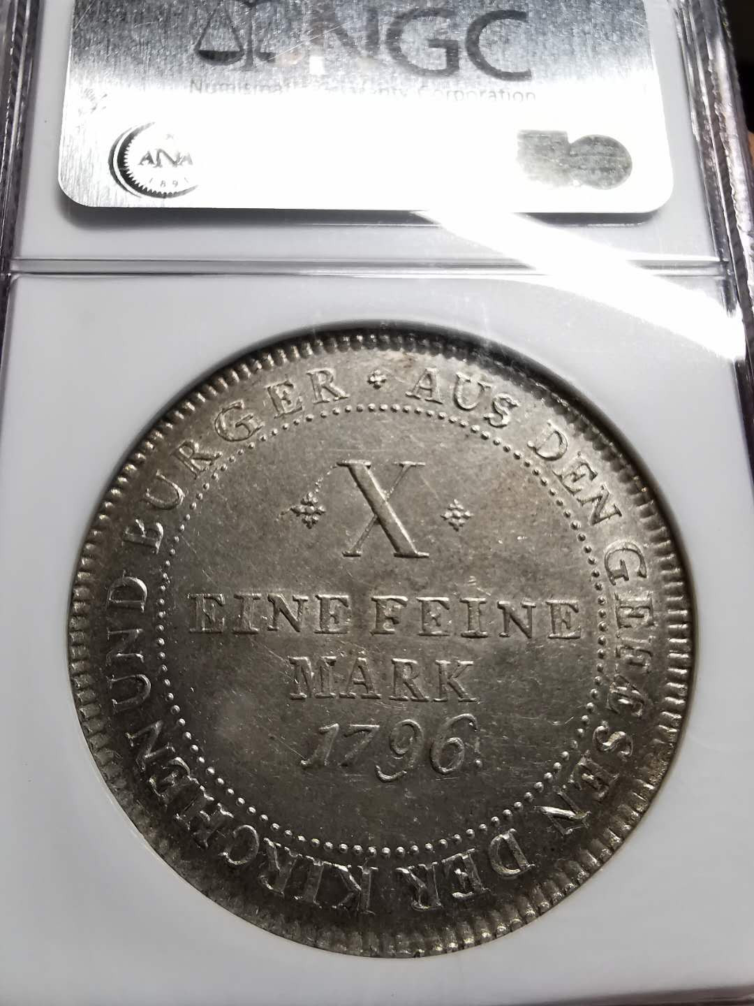 凡希社世界钱币微拍第一百四十二期 稀！1796法兰克福泰勒大银NGC-MS63收藏级！