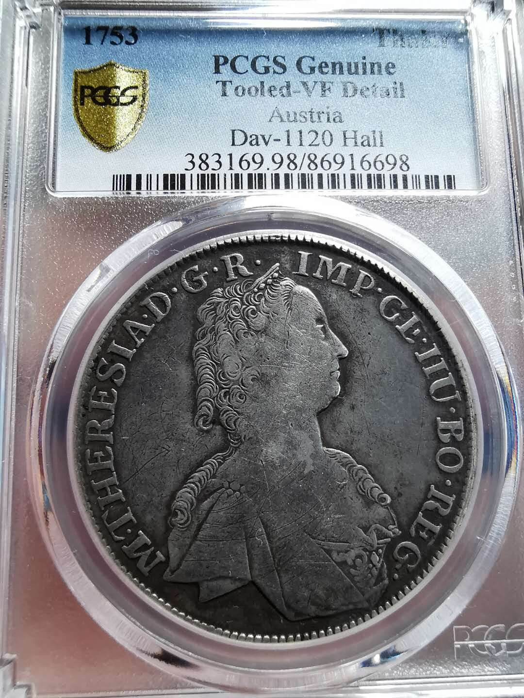 凡希社世界钱币微拍第一百四十二期 1753奥地利玛利亚特蕾莎泰勒PCGS-VFD稀少版本！