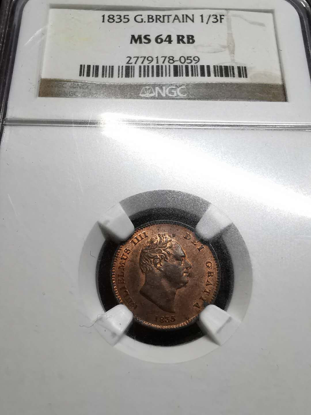 凡希社世界钱币微拍第一百四十二期 1835英国威四1/3便士NGC-MS64